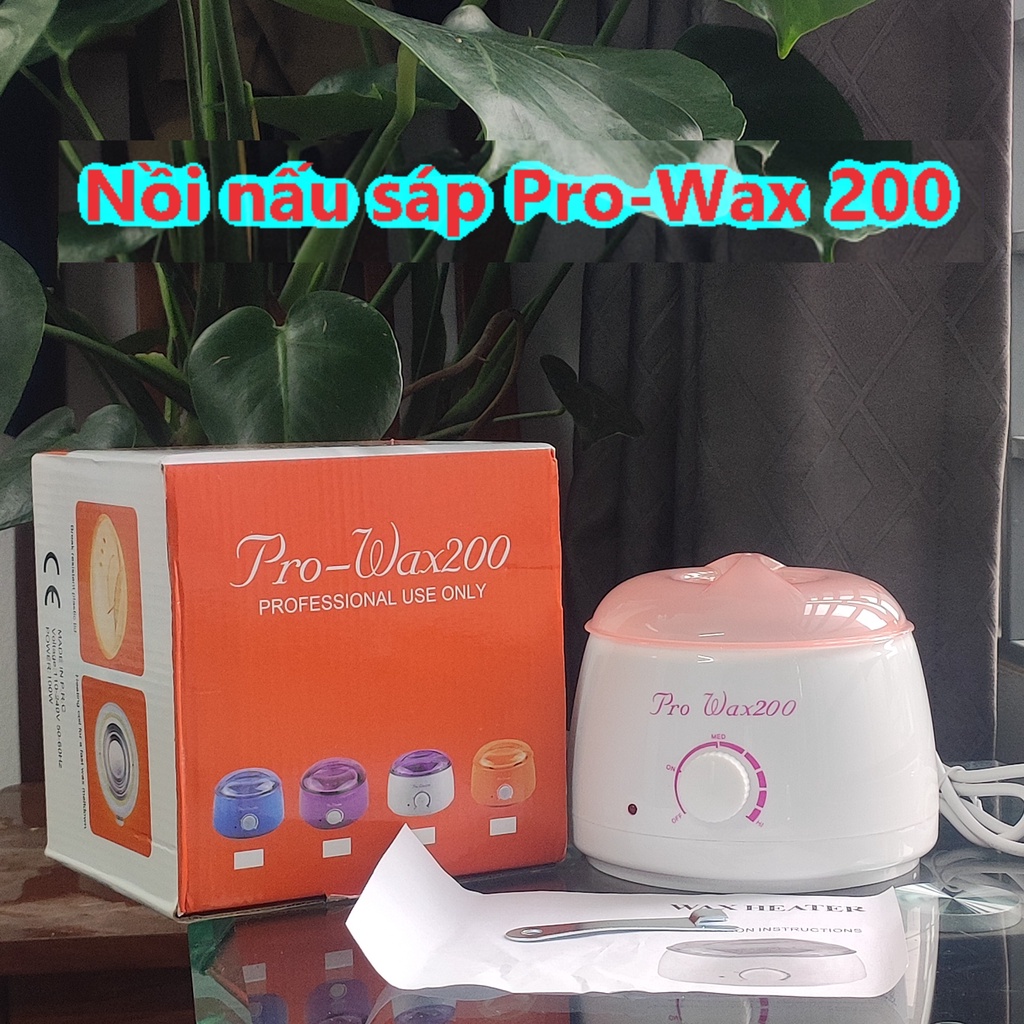Combo Wax Lông Nồi Nấu Sáp Wax Lông Pro Wax 200 Cao Cấp + 100gr Sáp và 10 Que Gỗ To