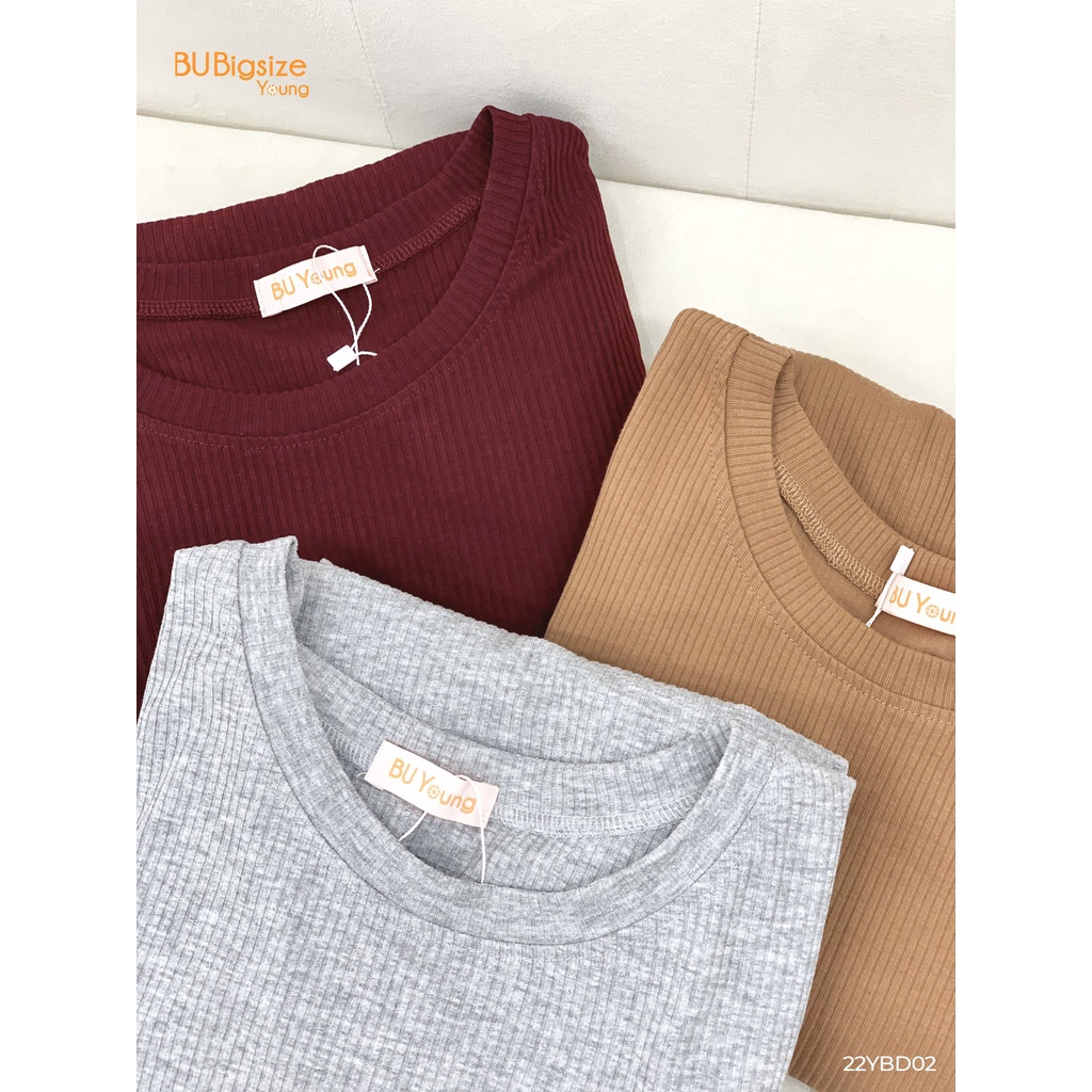 Set thun thể thao áo cổ tròn + Quần short BIGSIZE (55kg đến 95kg) - 22YBD02 - [BU Bigsize Young]