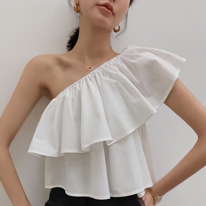 Áo lệch vai-áo trễ vai 2 bánh bèo mặc 2 kiểu