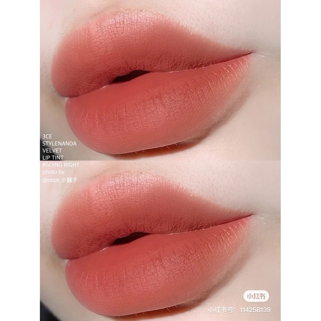 Son kem 3ce velvet lip tint Going right _ cam hồng đất rất tây