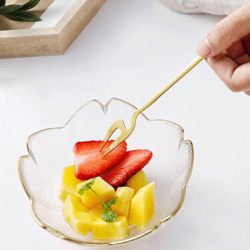 Nĩa Ăn Kem / Trái Cây Hình Vuông Bằng Thép Không Gỉ