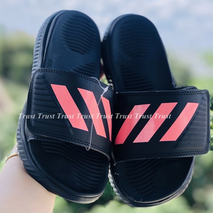 Dép Alphabounce ♥️FREESHIP +hộp♥️ quai ngang nam màu đen 3 sọc hồng chất xịn 1-1