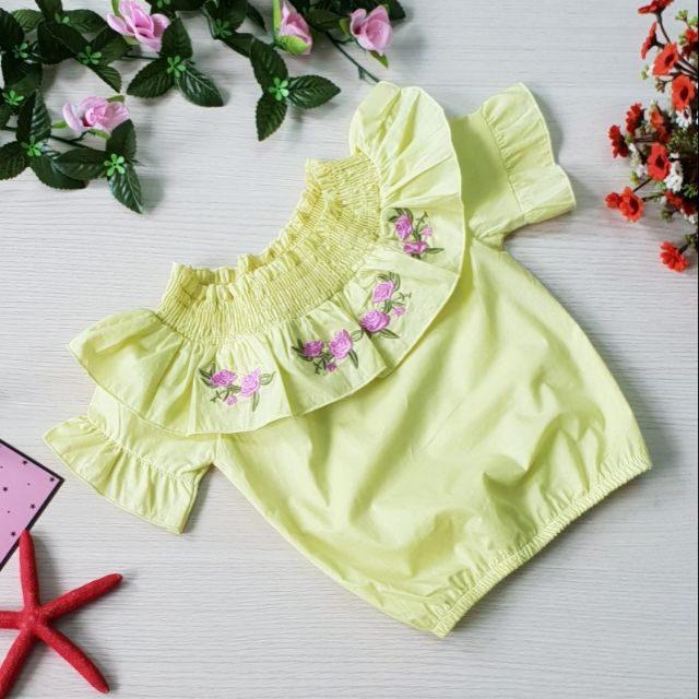 Áo kiểu bé gái thêu hoa hồng (10-35kg)