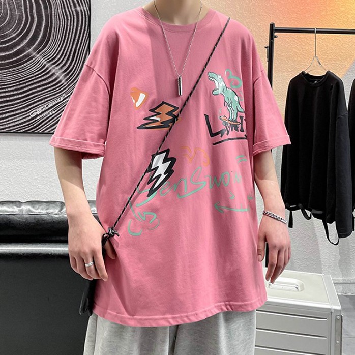 Áo thun tay ngắn dáng rộng họa tiết hoạt hình thời trang mùa hè phong cách Hàn Quốc cho nam và nữ size S-8XL