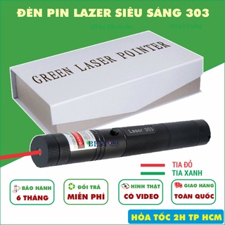 Đèn laser - bút laze lazer 303 tia xanh/đỏ cực sáng công suất lớn chiếu xa 3km Tặng kèm Pin sạc bao gồm bộ sạc