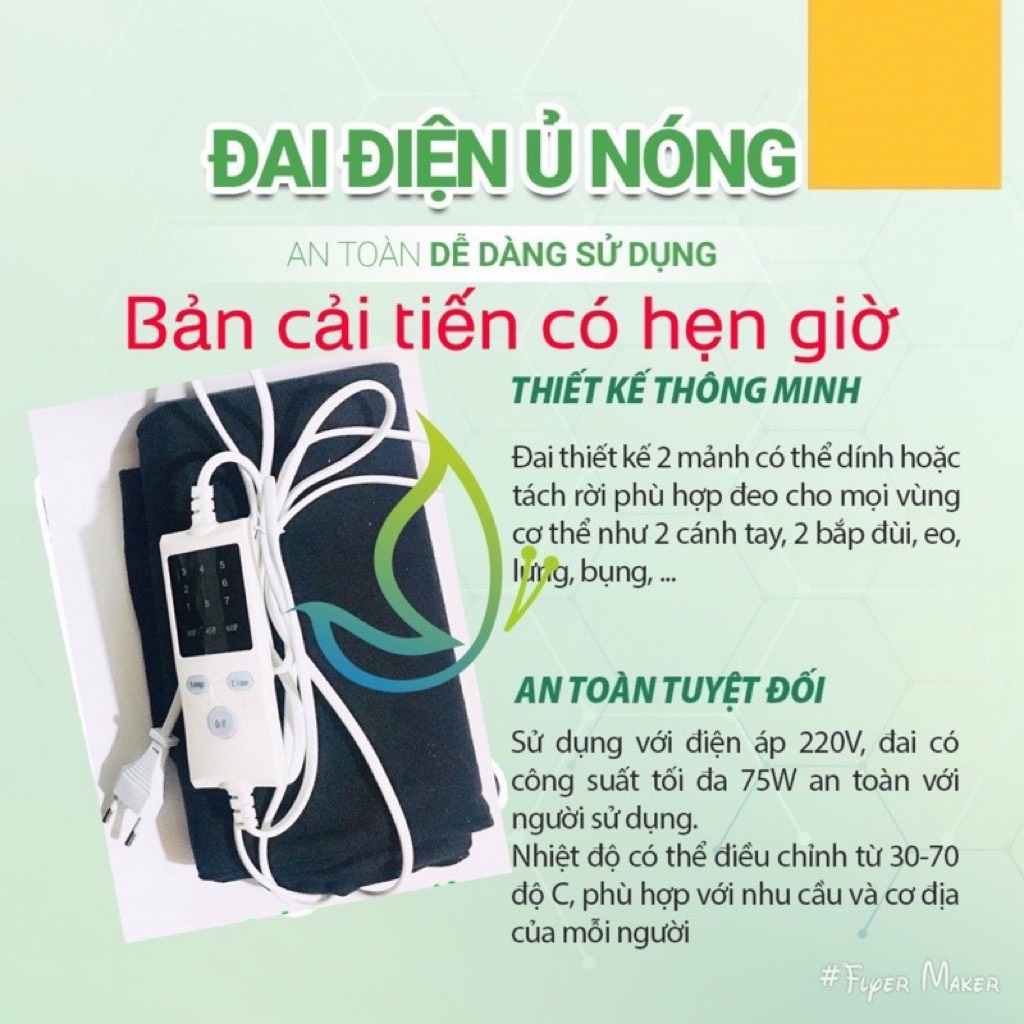 Đai Điện Ủ Nóng Slimming Body II Tách Lẻ Hàng Chính Hãng Đai Cải Tiến 2 Mảnh Quấn Nóng Giúp Giảm Mỡ Bụng, Tay, Chân, Đùi