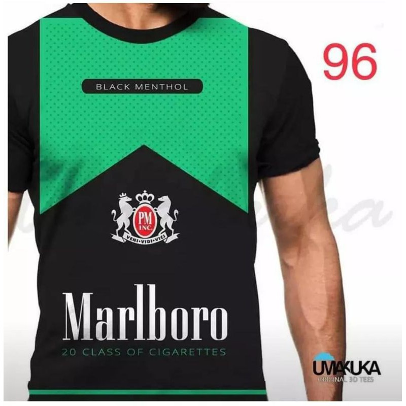 Marlboro Áo Thun Đen In Hình 96 Menthol Cá Tính Cho Nam