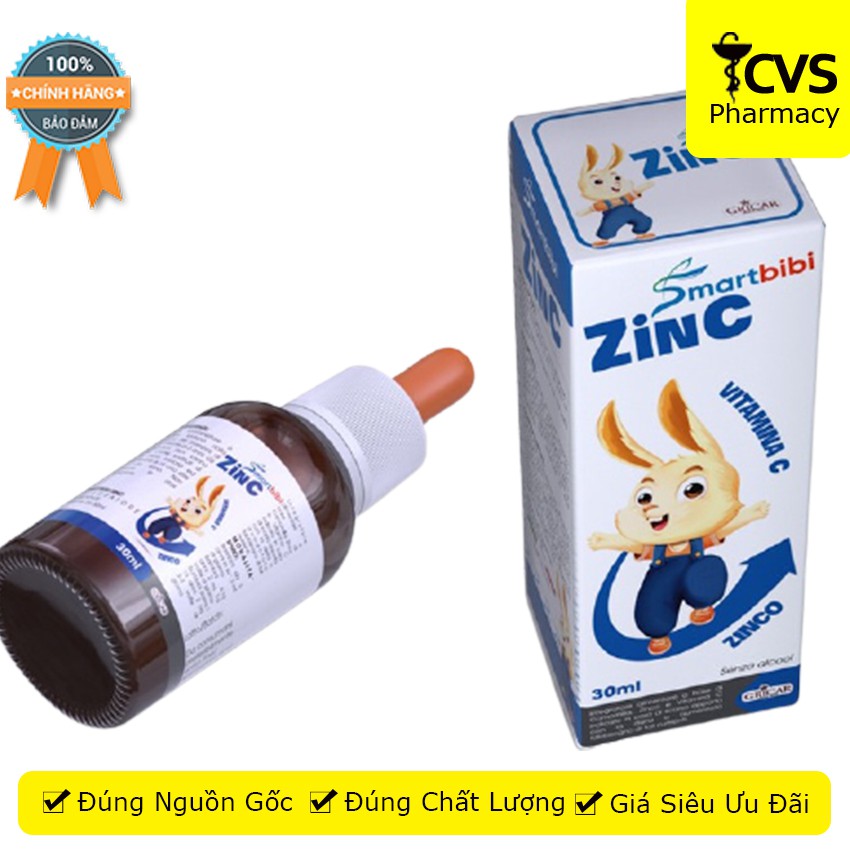 SMARTBIBI ZINC 30ml - bổ sung kẽm và vitamin C cho trẻ - Cvspharmacy