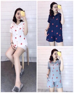 Bộ pijama đùi dâu tây