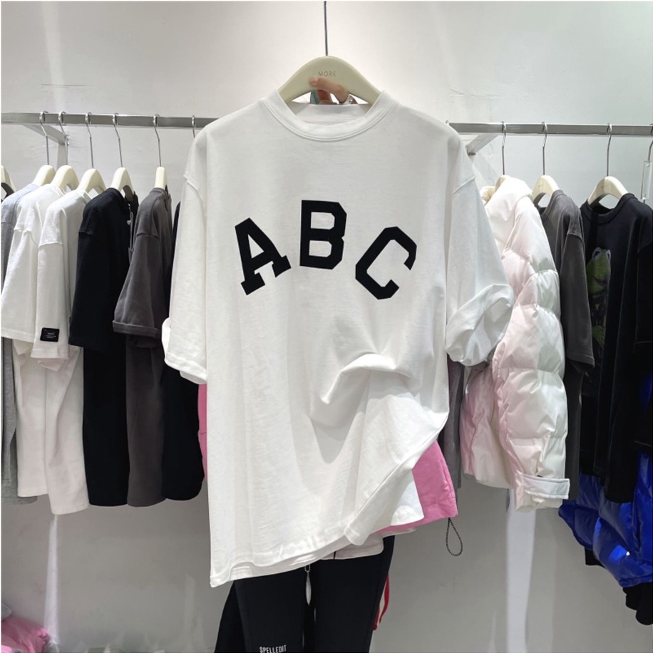 Áo Thun Unisex ABC Dáng Rộng Phong Cách,Áo Phông Tay Lỡ Nam Nữ Thoáng Mát