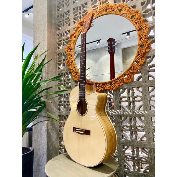 Đàn Guitar Acoustic Chính Hãng ST.Real Guitar Sài Thành Mã ST-XS5 Gỗ Còng Cườm Nguyên Tấm Có Kè Lưng