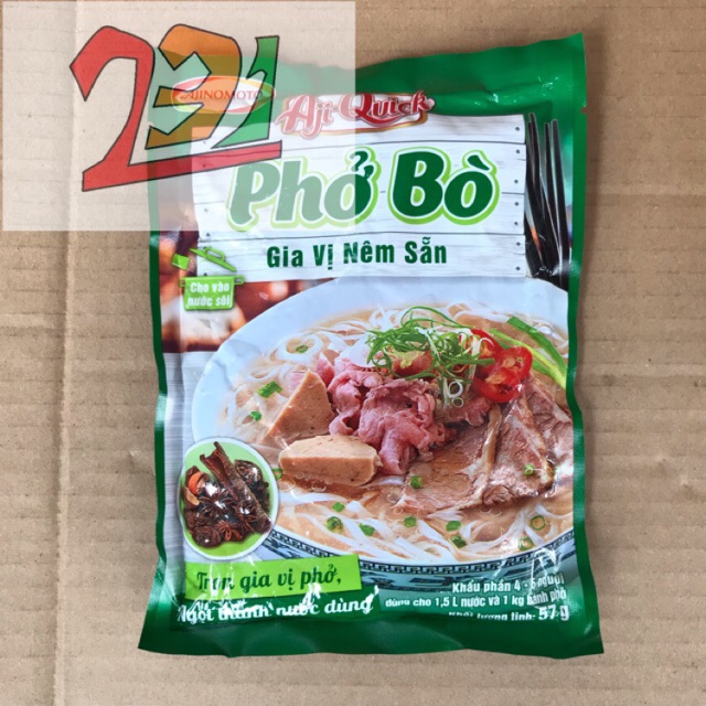 [57 g ][Phở Bò] Túi Gia Vị Nêm Sẵn Aji Quick