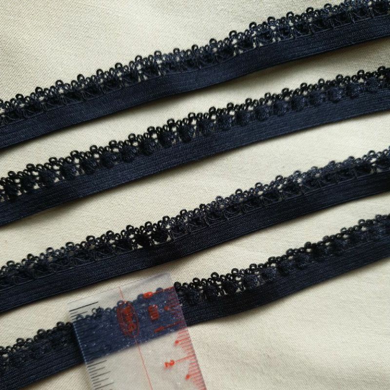 Ren bèo 1,2cm màu đen tuyền có giãn 10m/12k