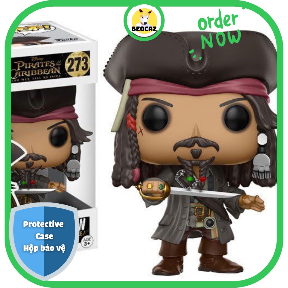 Mô hình Funko Pop Jack Sparrow Cướp biển vùng Caribbe Johnney Depp No.273 - Đồ chơi Beocaz Chính Hãng Full Box Tặng Hộp