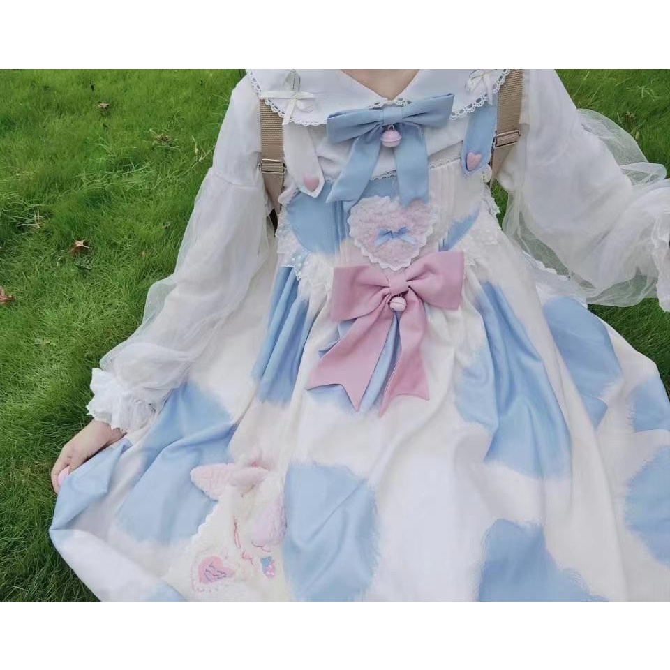 Áo sơ mi chiffon tay ngắn phồng cổ búp bê phối ren phong cách lolita thời trang mùa hè cho nữ