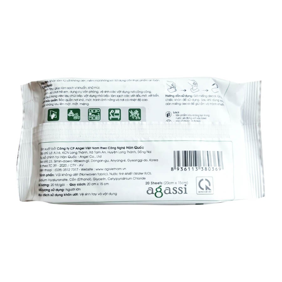 Combo 05 gói Khăn ướt cồn Agassi Dr Cleaner kháng khuẩn 20 tờ/gói