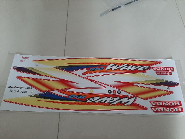 Bộ tem xe WAVE thái 100 đời 2003 màu vàng hàng nhập thái