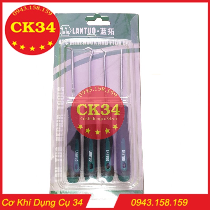 Bộ móc nạy phớt kéo lò xo, móc Gioăng, phanh phe 4 PC