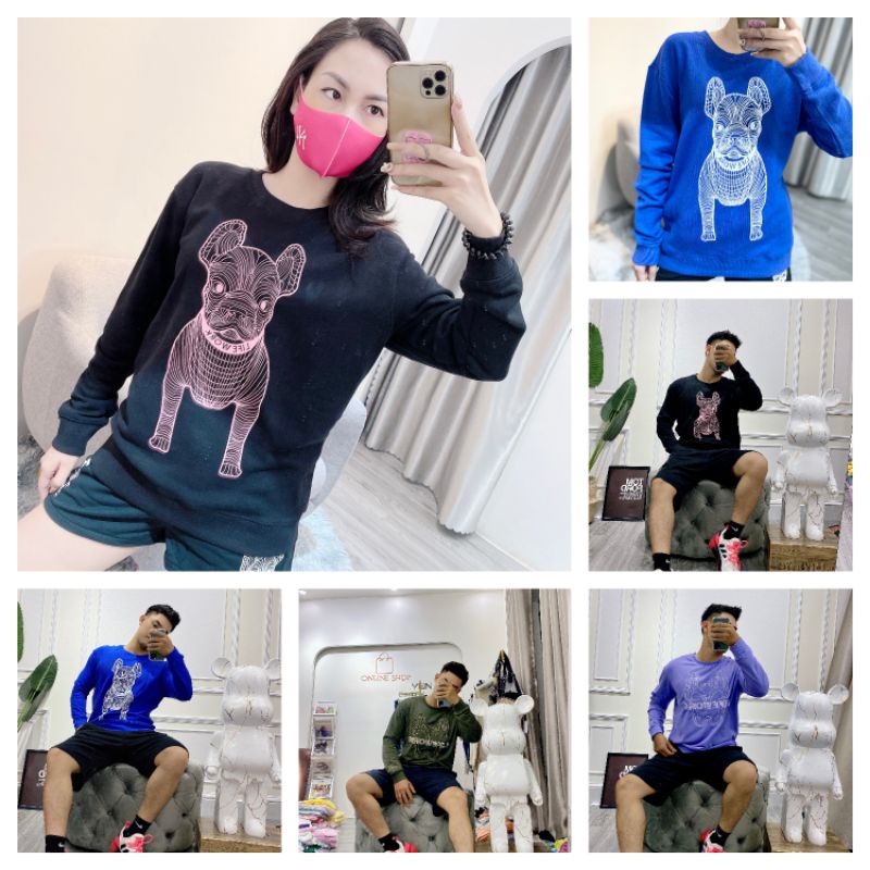 áo đôi nam nữ Lifework áo thu đông sweater 3D logo chó 3D LW hàng FULL TAG