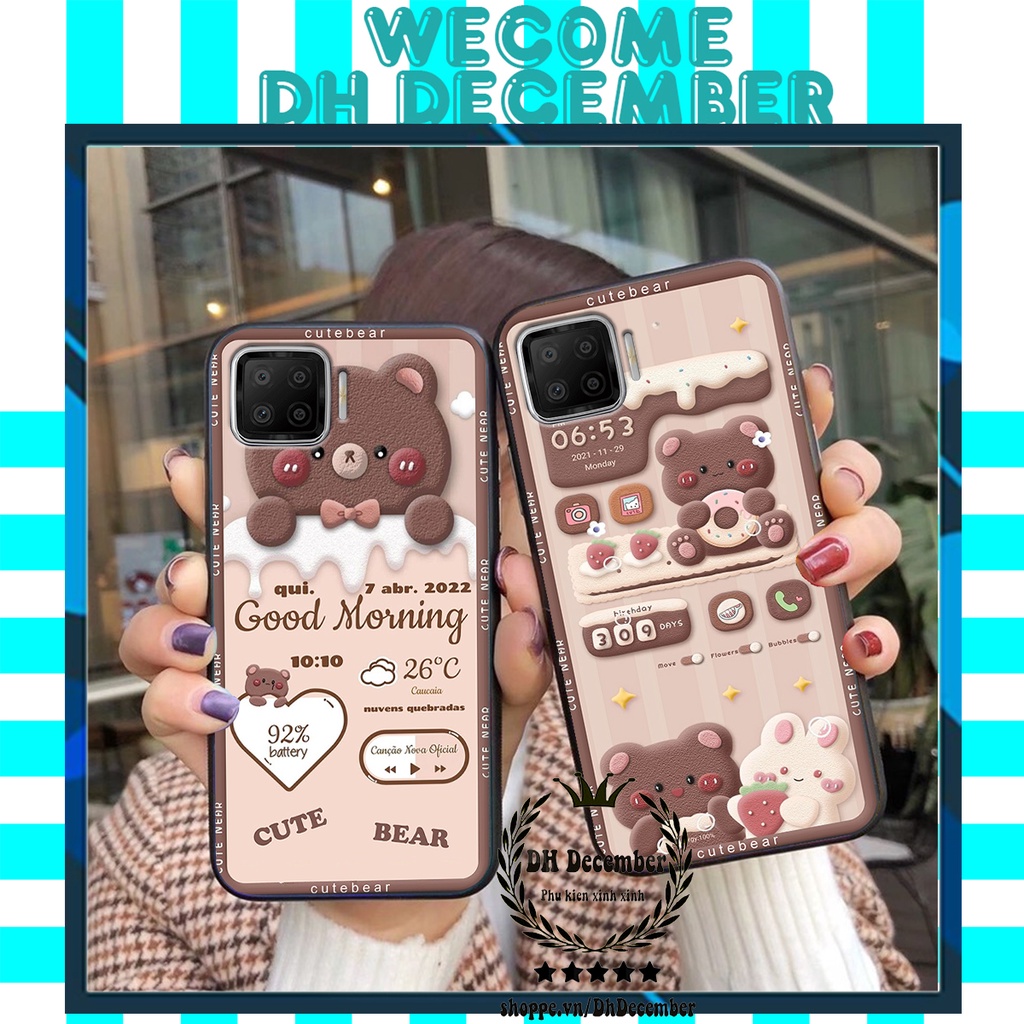 Ốp lưng Oppo A73 in hình 3D GẤU HỒNG-GẤU BE3R -XINH XẺO CỰC ĐẸP