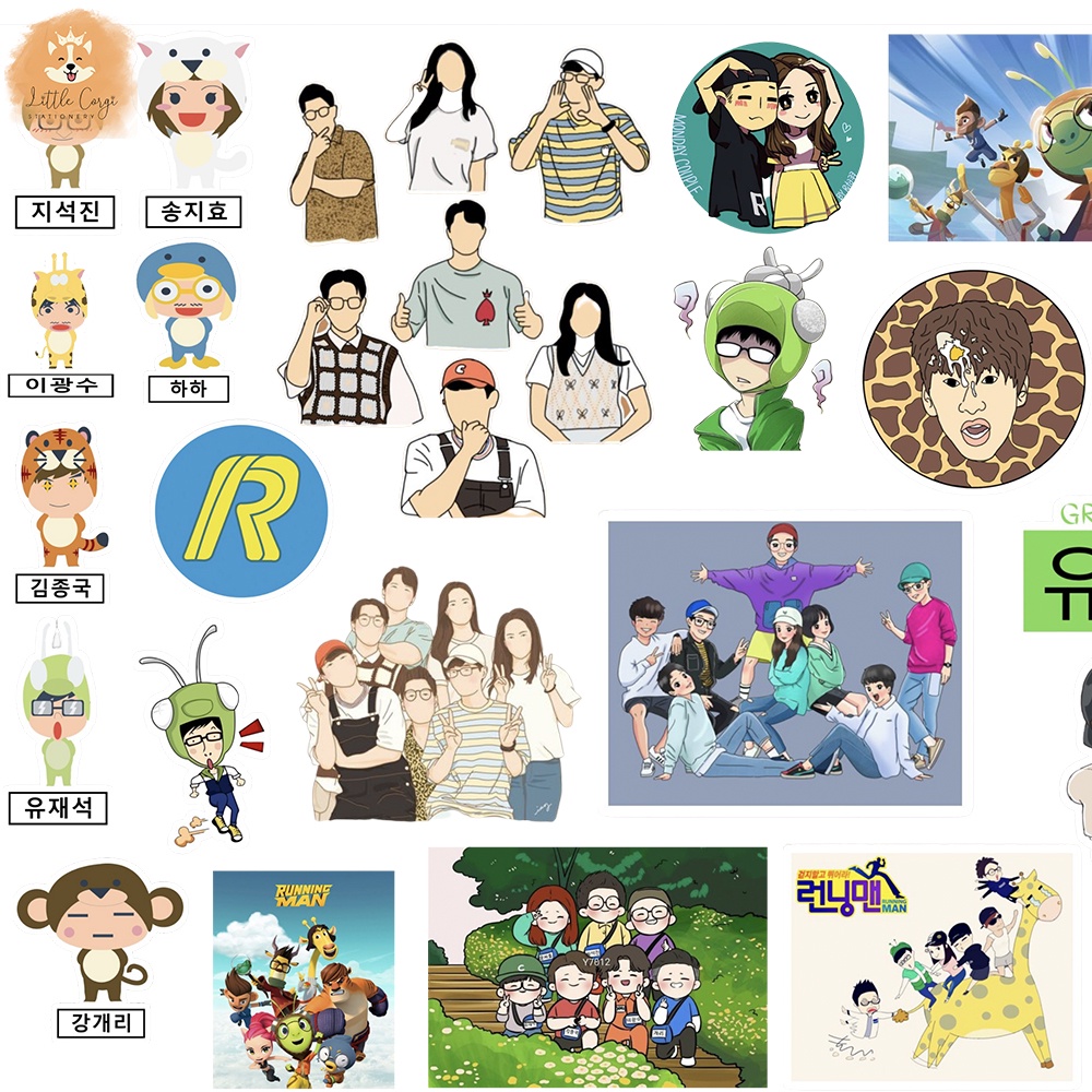 Set 30 hình dán sticker Running Man Hàn Quốc Korean chibi hoạt hình dễ thương