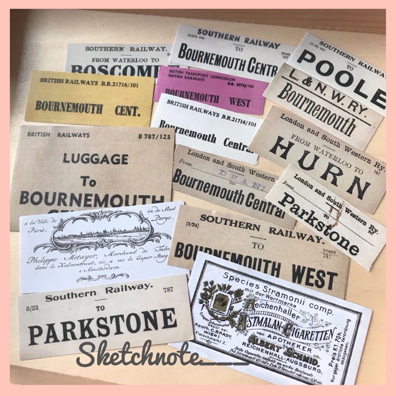 [ST054] Sticker vintage giấy vân