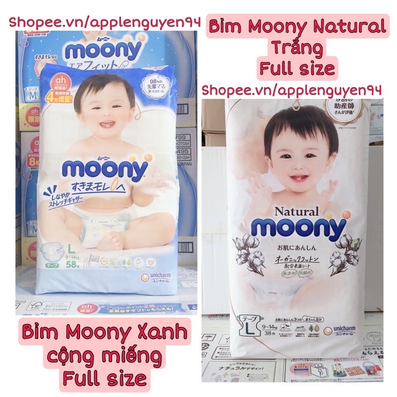 Bỉm Moony Nội địa Nhật dán/quần đủ size Nb96/S90/M68/L58/M64/L50/XL44