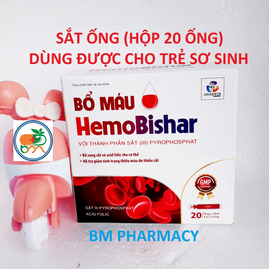 Siro bổ máu HemoBishar, giúp bổ sung sắt và acid folic cho cơ thể, hỗ trợ giảm tình trạng thiếu máu do thiếu sắt