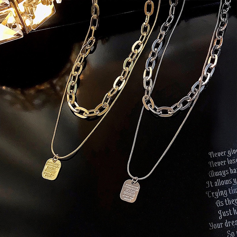 Dây chuyền, vòng choker 2 lớp dây xích cá tính DC03