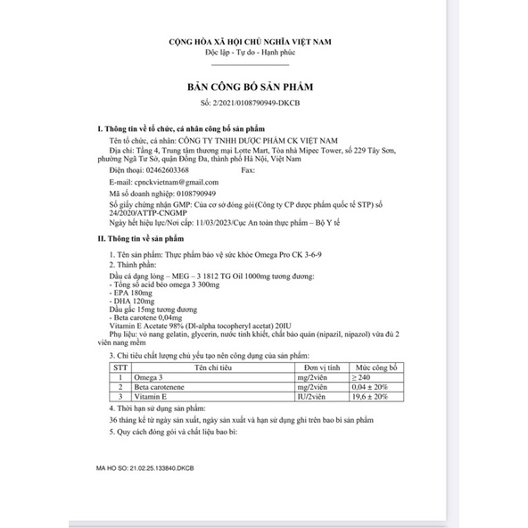 Viên dầu cá Omega 369 Pro Ck Pharma. Bổ não, sáng mắt, khỏe tim mạch - Hộp 60 viên chuẩn GMP Bộ Y Tế