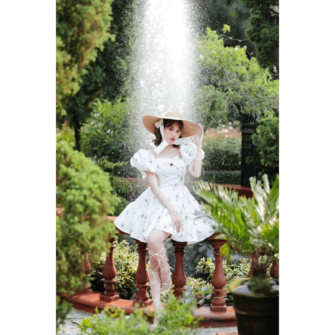 (Free ship) Đầm Ford Tay Phồng Đan Dây Chéo Trước Ngực Cực Lạ Mắt UP VLTN Shop