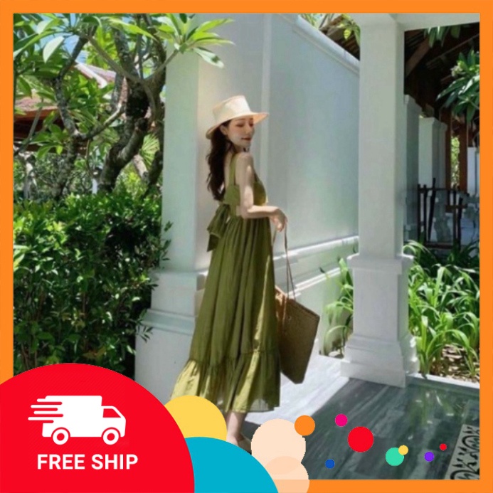 ĐẦM MAXI CỘT NƠ LƯNG BẢN TO - ĐẦM DÀI VẢI DŨI ĐI BIỂN SIÊU XỊN - Sỉ Ngọc