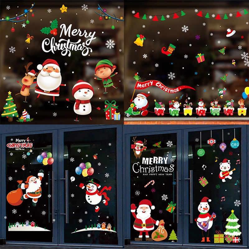 Miếng dán trang trí cửa kính họa tiết ông già Noel dễ thương | BigBuy360 - bigbuy360.vn