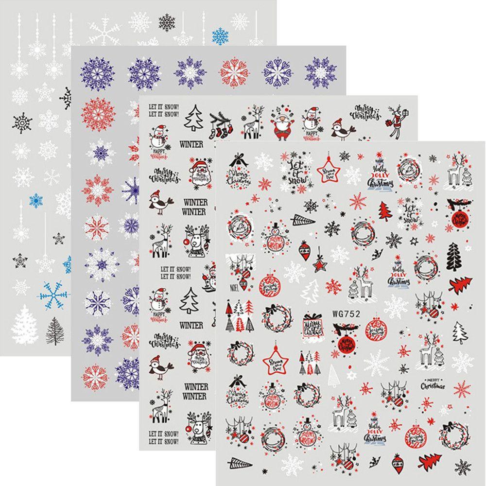 XIANTIN Đề Can Dán Móng Tay Tự Dính Họa Tiết Hoạt Hình Chủ Đề Giáng Sinh