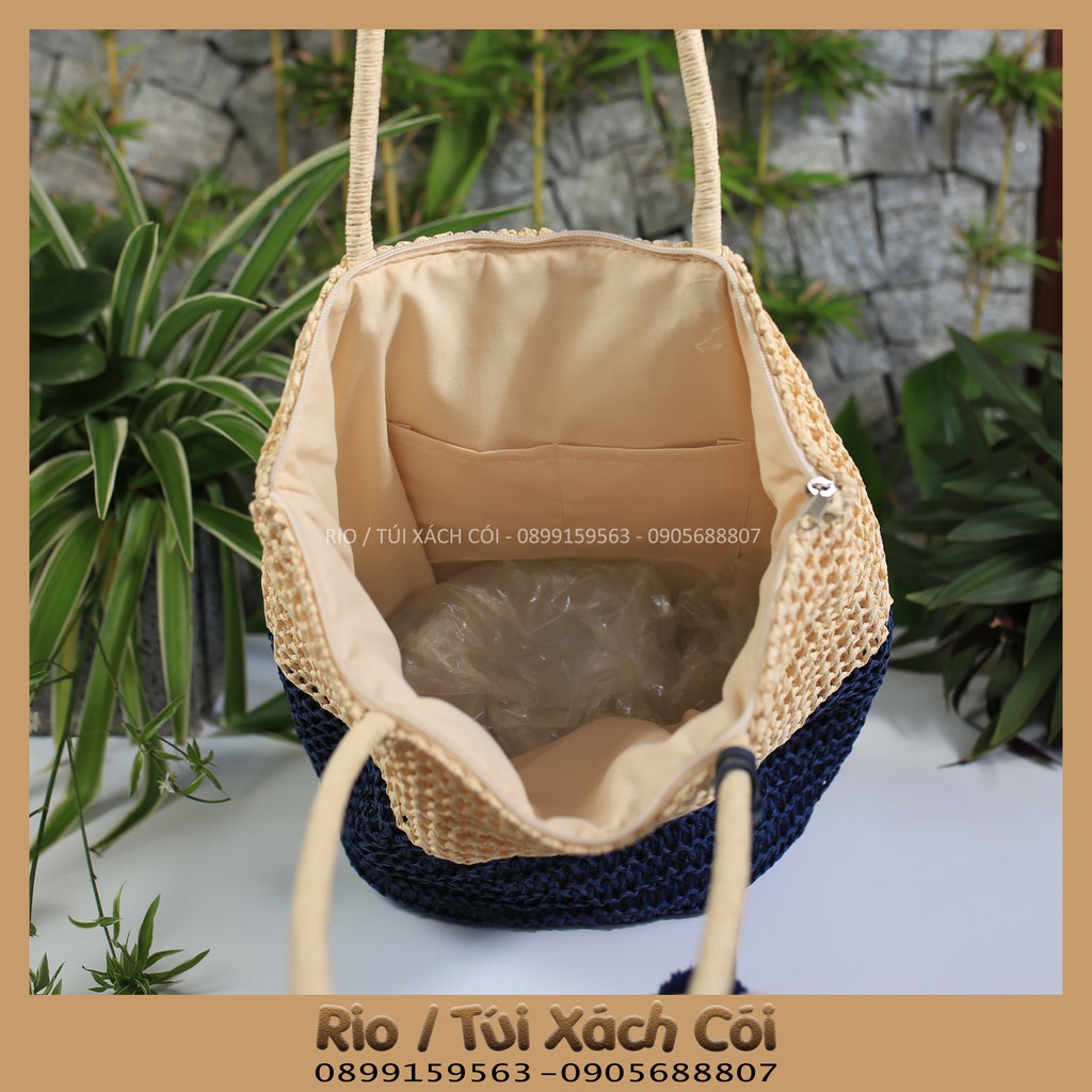 Túi cói vuông 2 màu