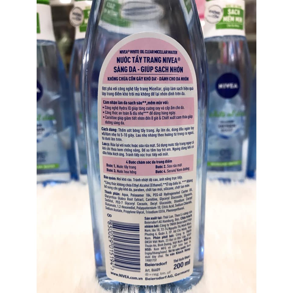 (200ML)NƯỚC TẨY TRANG NIVEA SÁNG DA SẠCH SÂU MỀM MỊN CHÍNH HÃNG CÔNG TY | BigBuy360 - bigbuy360.vn