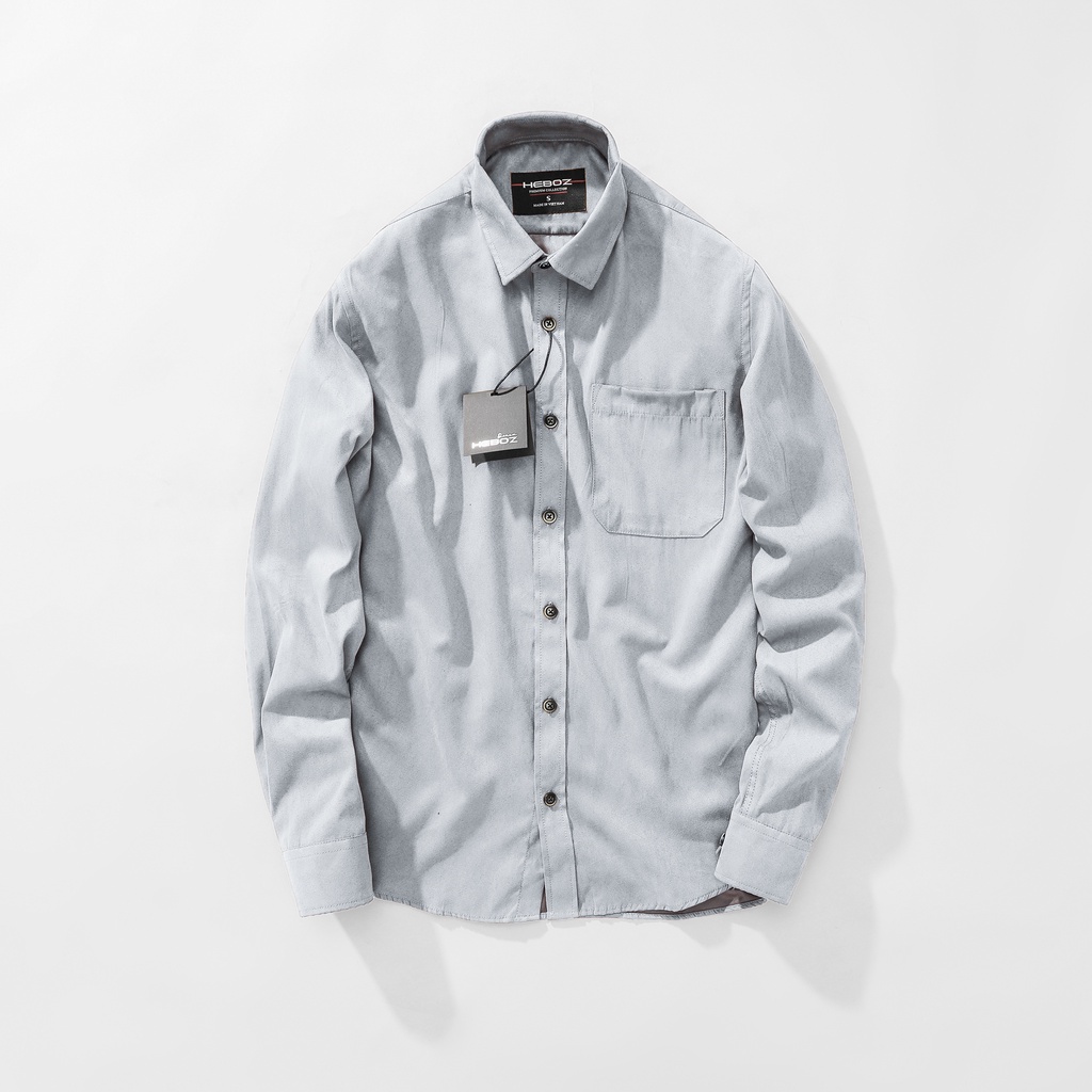 Sơ mi nam cổ bẻ dài tay HEBOZ da lộn autumn cao cấp 5M - 00001247