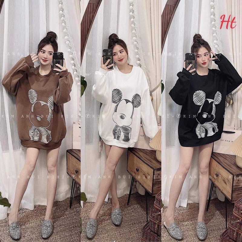 Áo Swearter nỉ cotton chuột kẻ ngang H2A
