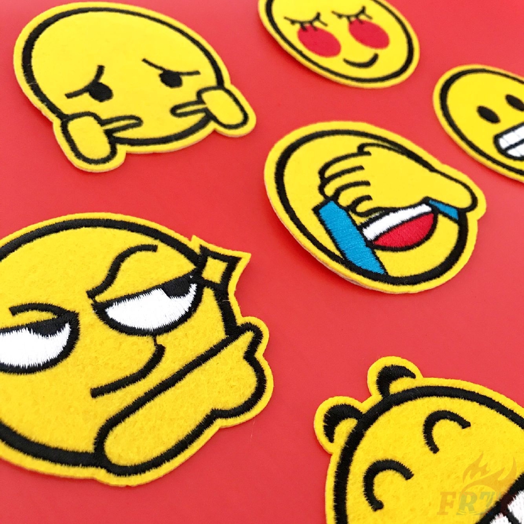 Sticker ủi thêu hình mặt cười dễ thương