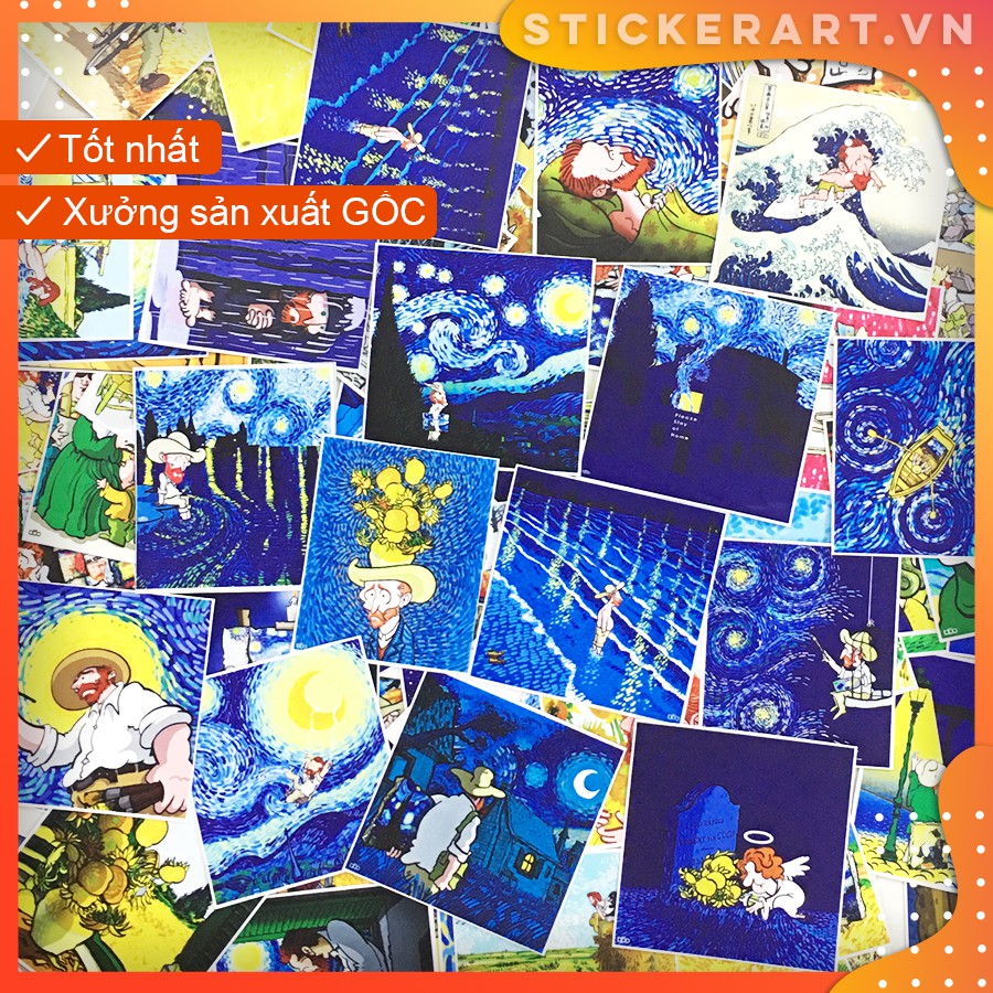 [ART–VAN GOGH #2] 101 Sticker chống nước/ dán laptop vali xe mũ bảo hiểm nhà cửa ...