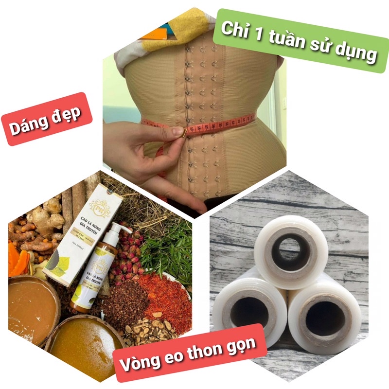 Combo Cao Lá nóng - Ren nịt bung Sline - băng quấn nóng 400gr - giảm eo tan mỡ