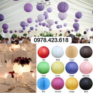 Đèn lồng giấy lụa tròn 30cm - 25cm - 20cm - 15cm -  trang trí quán cafe - trang trí sự kiện