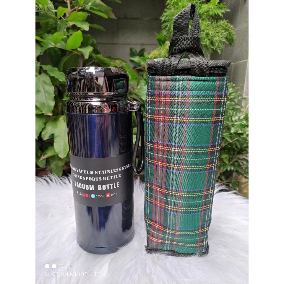 combo bình giữ nhiệt XILANG 1500ML + túi - Thiết kế inox kèm nắp kim cương xịn sò