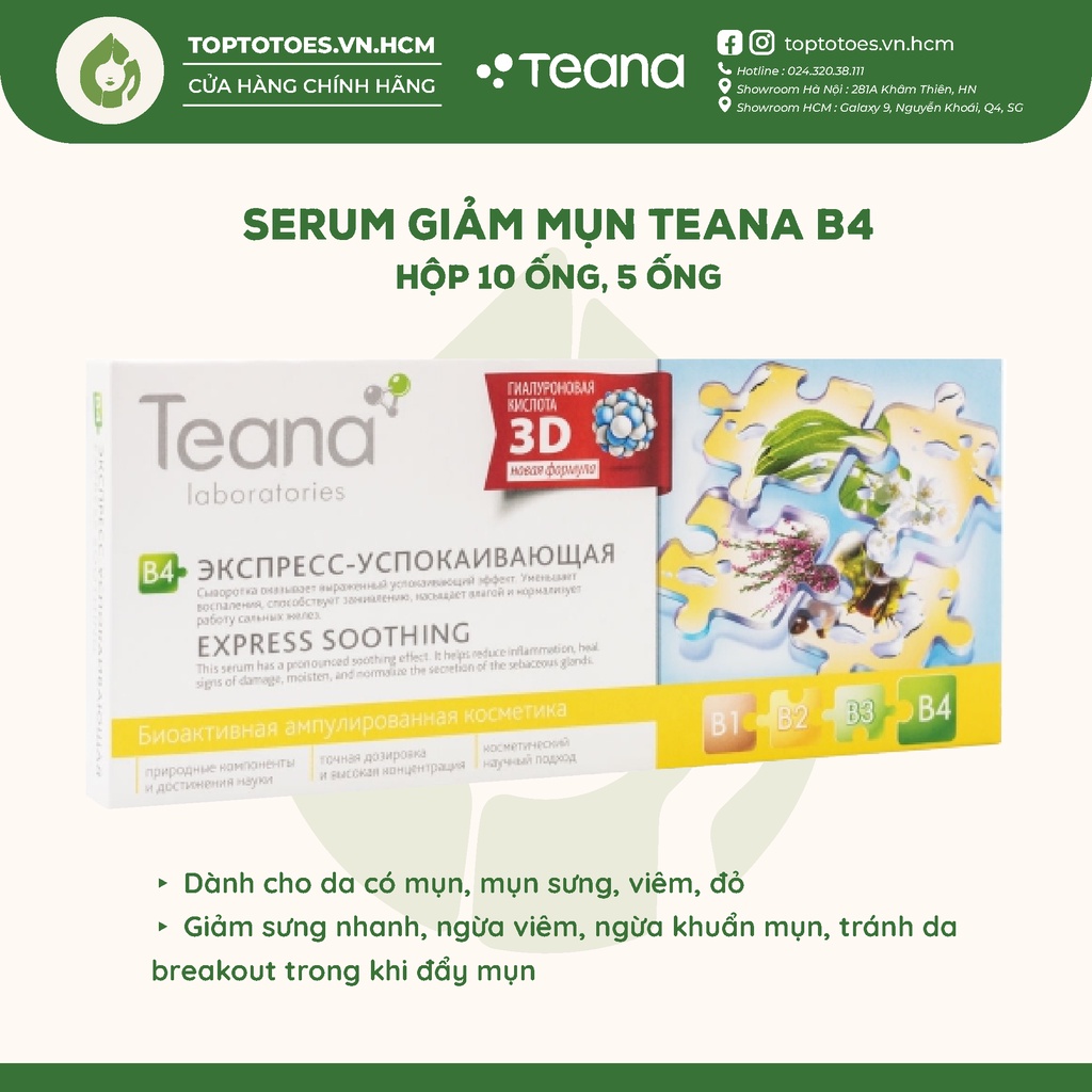 Serum Teana B4 Express Soothing giảm sưng viêm, mụn, phục hồi da