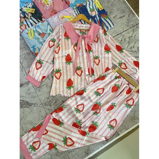 ĐỒ BỘ PIJAMA PHI LỤA DÀI TAY DÂU DƯỚI 58 ký
