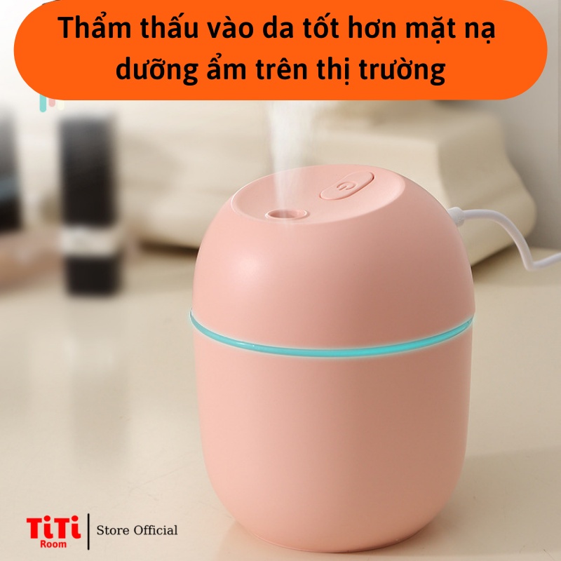 Máy phun sương tạo ẩm, Máy khuếch tán tinh dầu nano hình trụ tròn 220ml phong cách tối giản giá rẻ TiTi Room