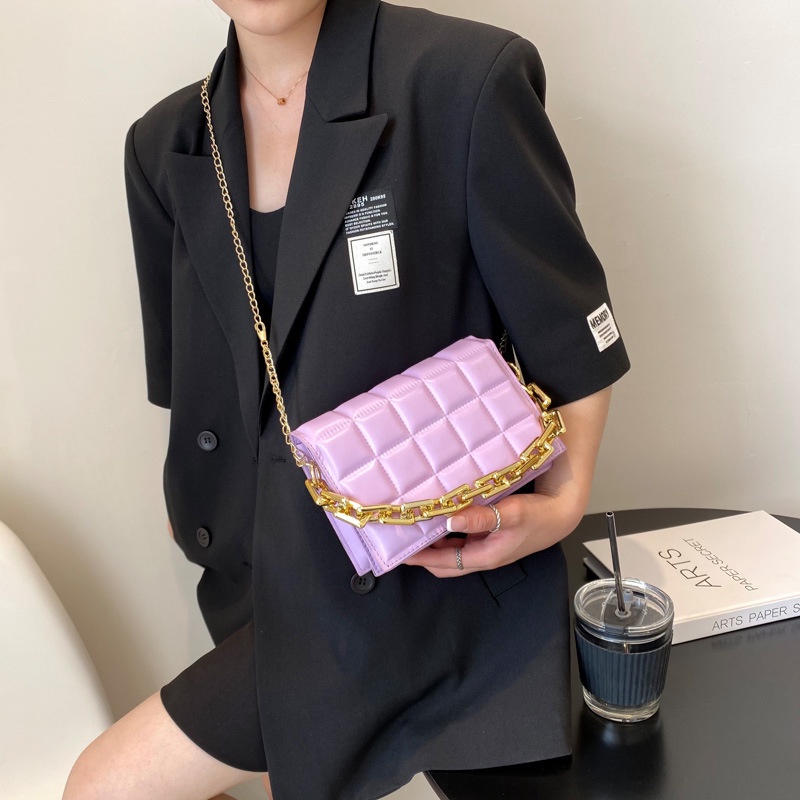Túi Đeo JASMIN NOIR Chéo Da Pu Họa Tiết Kẻ Sọc Phối Dây Xích Thời Trang Cho Nữ