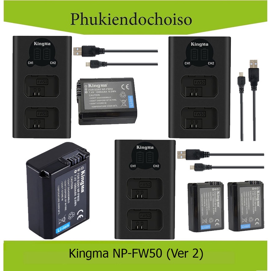 Pin sạc Kingma Ver 2 cho Sony NP-FW50 (Nhiều lựa chọn)