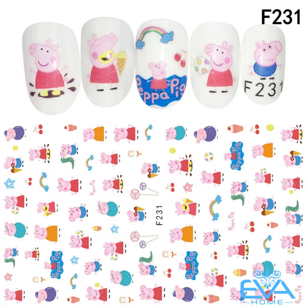 Miếng Dán Móng Tay 3D Nail Sticker Hoạt Hình Heo Peppa F231