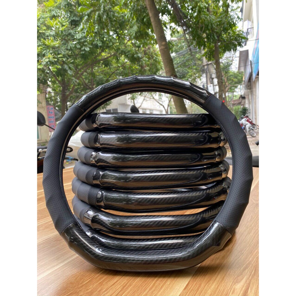 Bọc vô lăng vân cacbon tròn, Dcut chống trơn, chống trượt vừa cho mọi loại xe